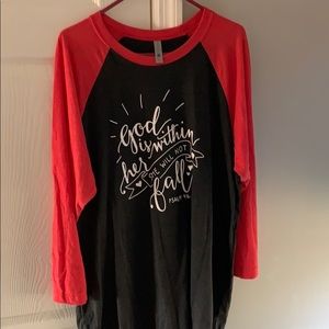 XL women’s 3/4 sleeve baseball tee, Psalm 46:5